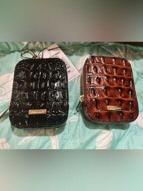 😍Brahmin KATELYNN POUCH Melbourne BLACK or PECAN Leather NWT